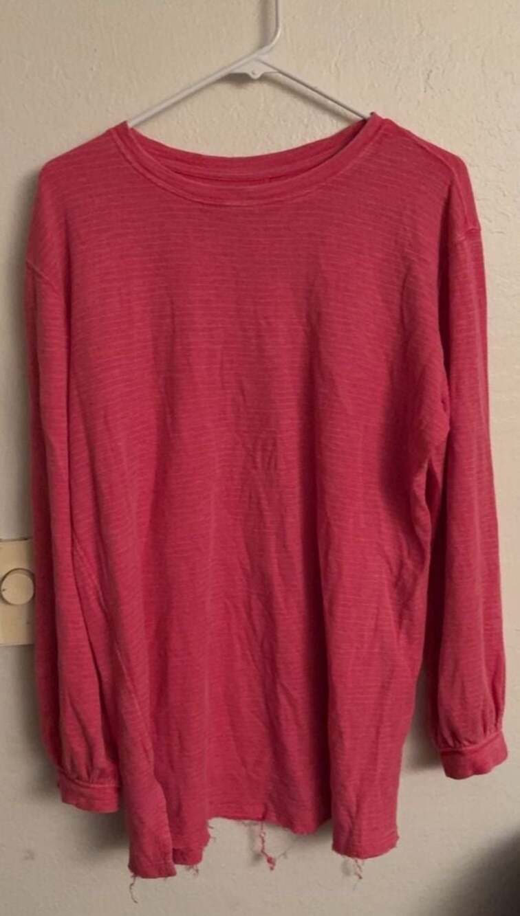 We The Free Pink Long Sleeve Raw Hem Thermal Top Size S